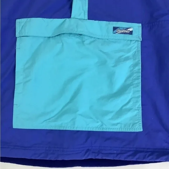 Chubbies Mens Sz M Reversible Fleece Windbreaker Pullover Blue Striped Nylon - Picture 3 of 10
